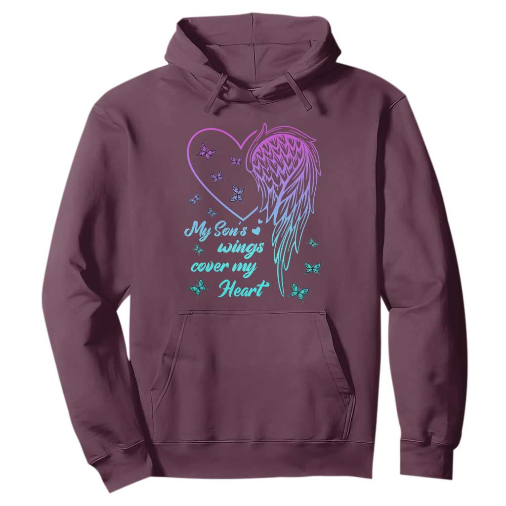 Suicide Prevention Support Hoodie My Son's Wings Cover My Heart Butterfly