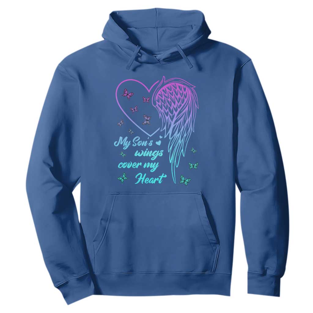 Suicide Prevention Support Hoodie My Son's Wings Cover My Heart Butterfly