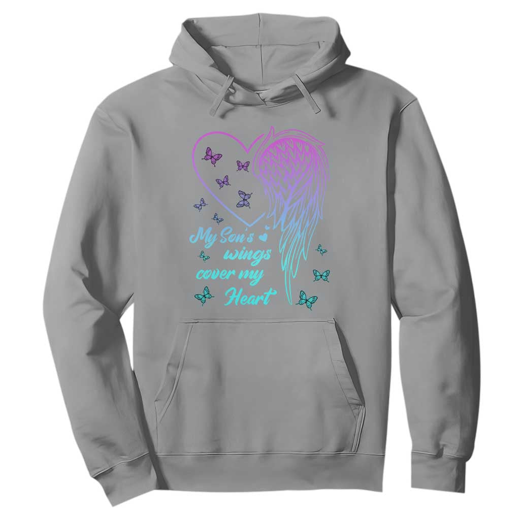 Suicide Prevention Support Hoodie My Son's Wings Cover My Heart Butterfly