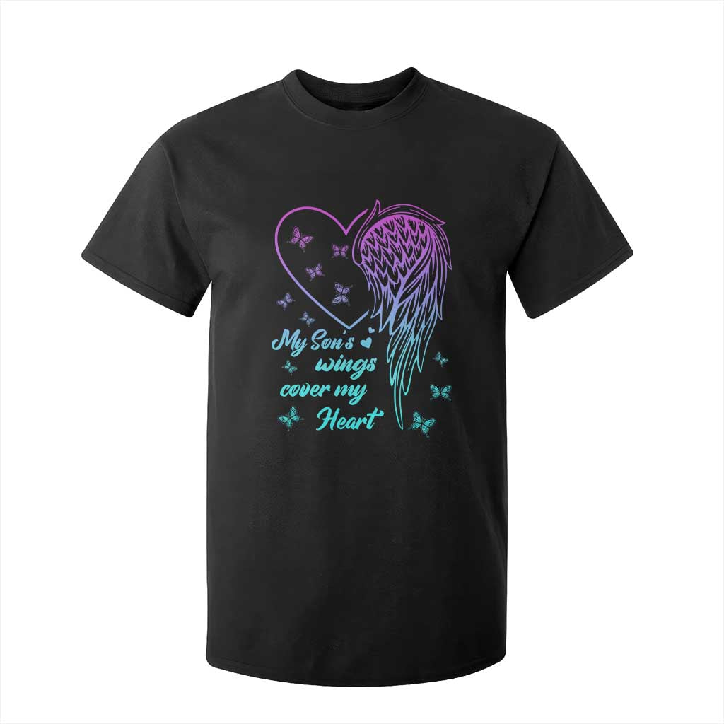 Suicide Prevention Support T Shirt For Kid My Son's Wings Cover My Heart Butterfly
