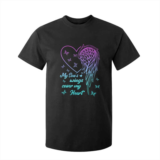 Suicide Prevention Support T Shirt For Kid My Son's Wings Cover My Heart Butterfly