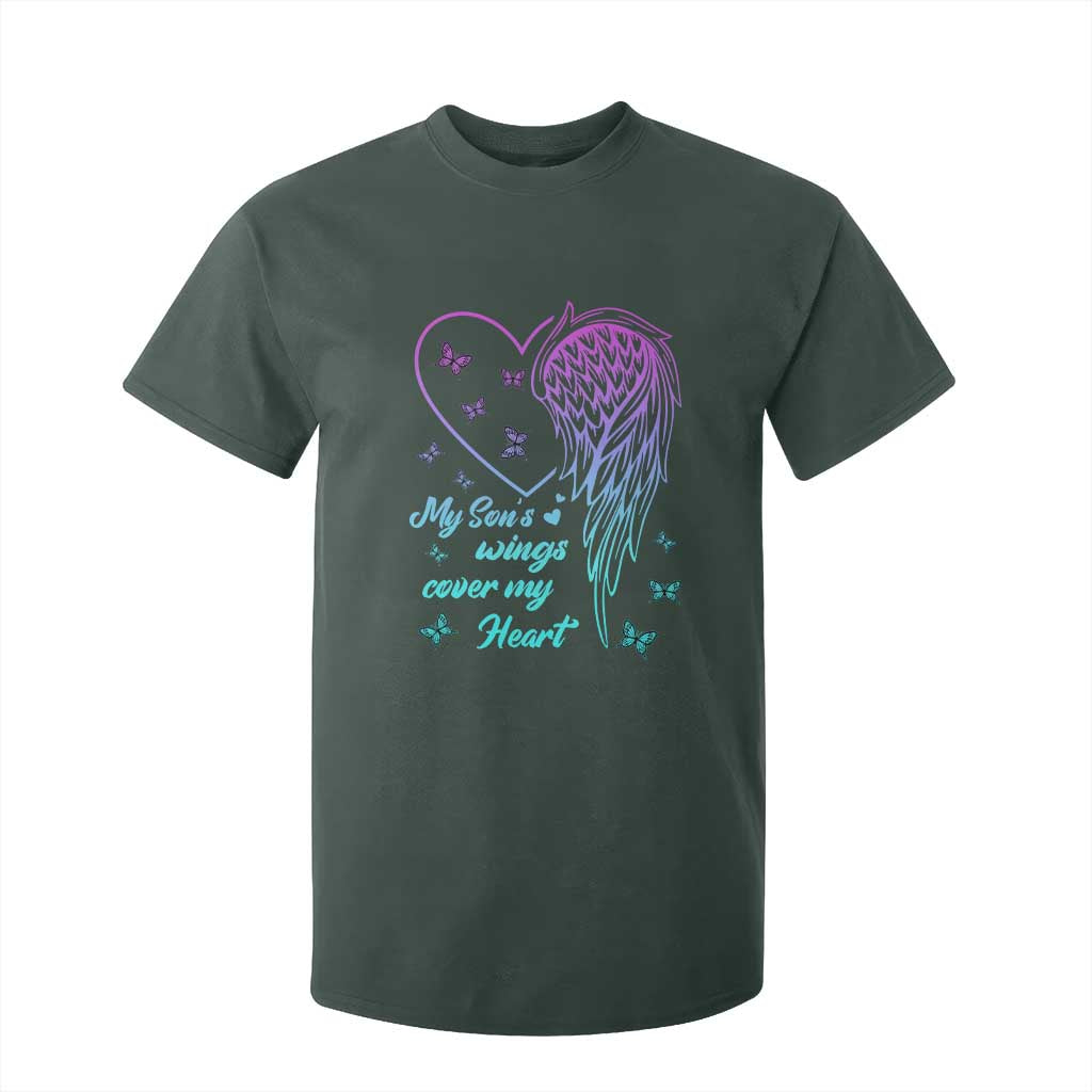 Suicide Prevention Support T Shirt For Kid My Son's Wings Cover My Heart Butterfly
