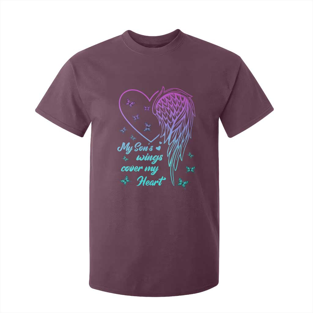 Suicide Prevention Support T Shirt For Kid My Son's Wings Cover My Heart Butterfly