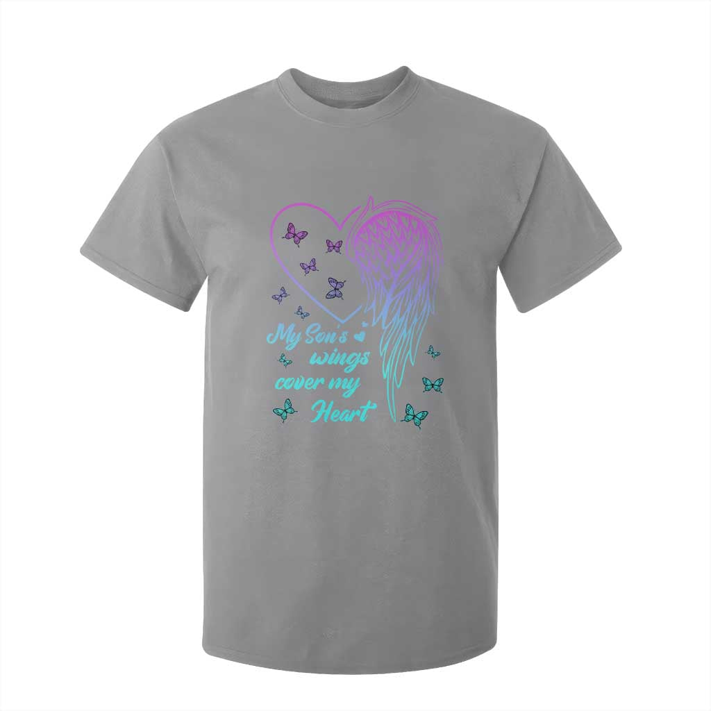 Suicide Prevention Support T Shirt For Kid My Son's Wings Cover My Heart Butterfly