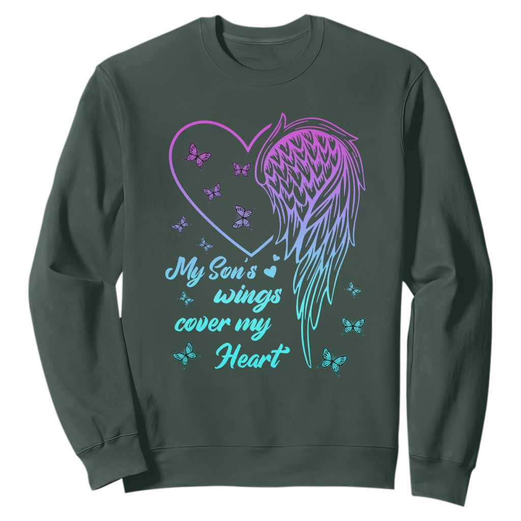 Suicide Prevention Support Sweatshirt My Son's Wings Cover My Heart Butterfly