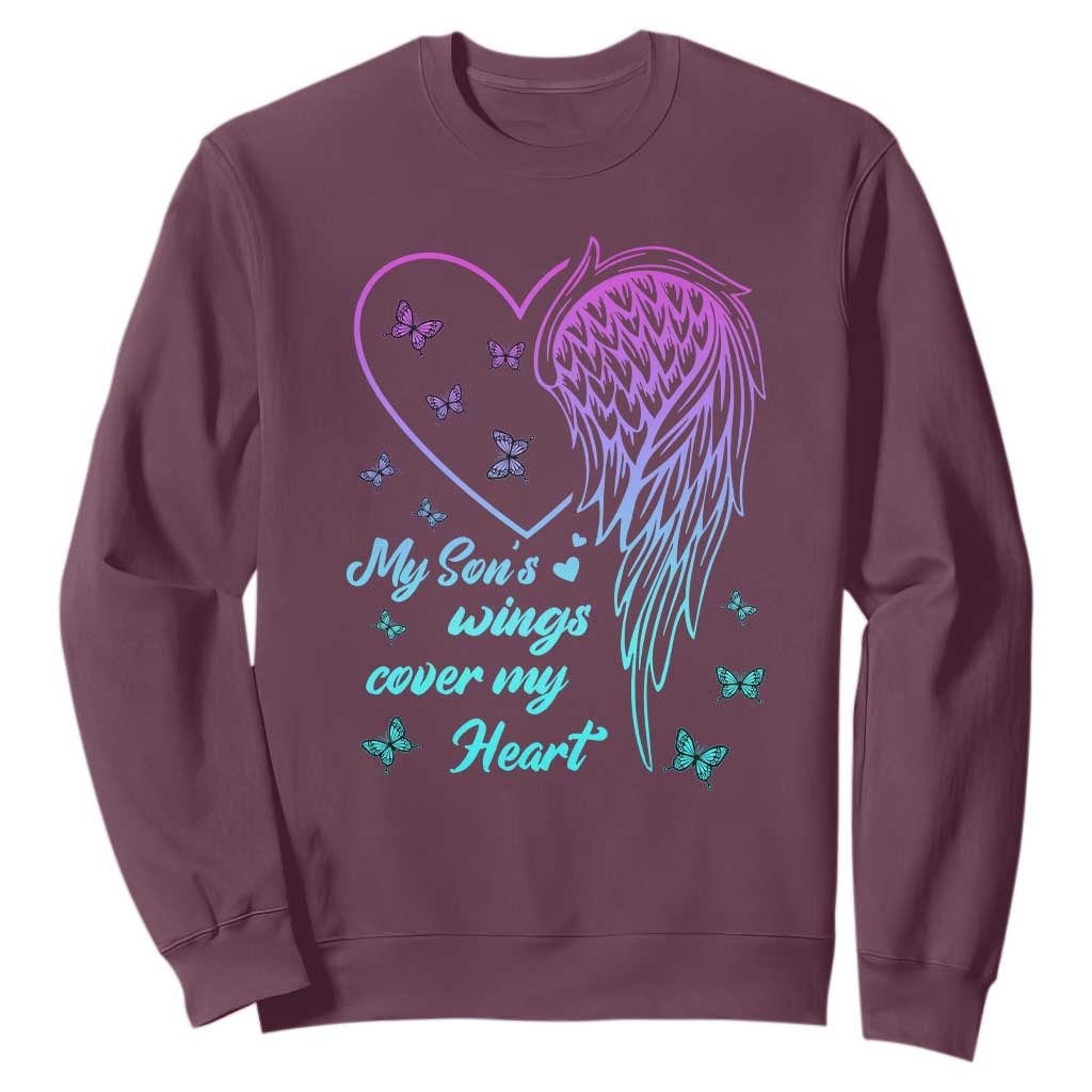 Suicide Prevention Support Sweatshirt My Son's Wings Cover My Heart Butterfly
