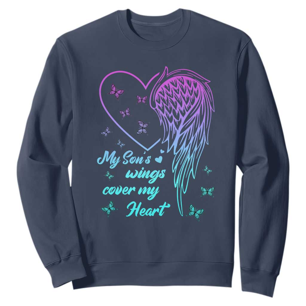 Suicide Prevention Support Sweatshirt My Son's Wings Cover My Heart Butterfly