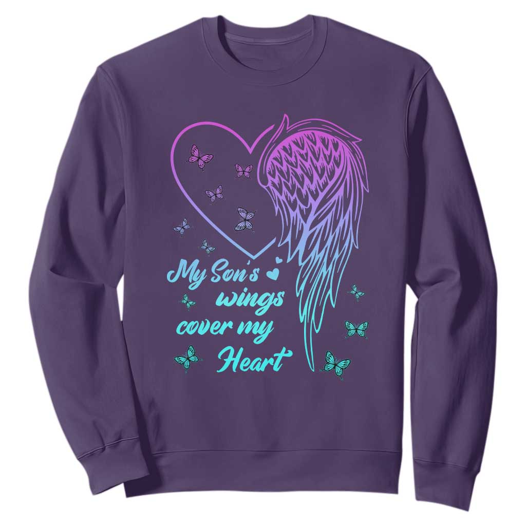 Suicide Prevention Support Sweatshirt My Son's Wings Cover My Heart Butterfly