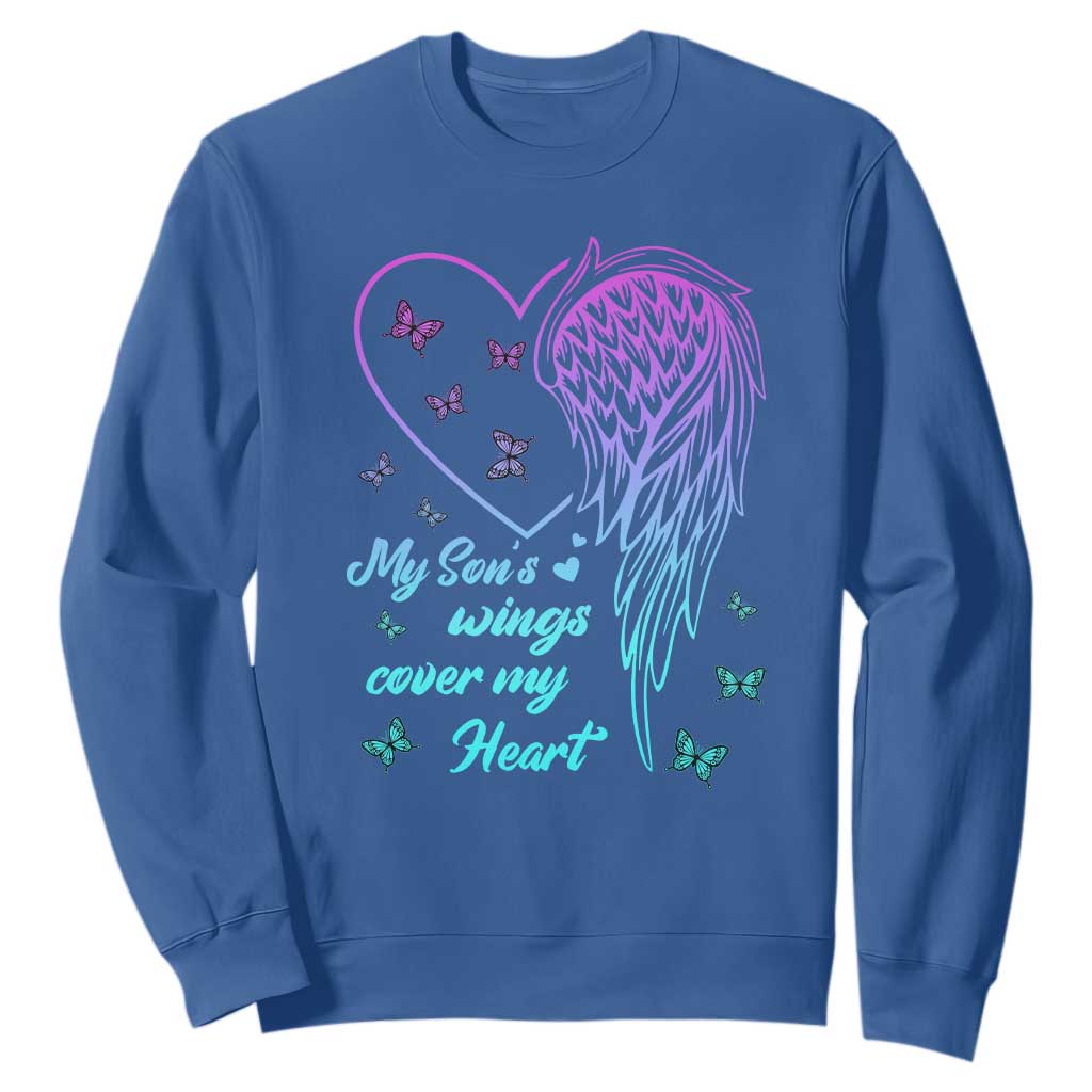 Suicide Prevention Support Sweatshirt My Son's Wings Cover My Heart Butterfly