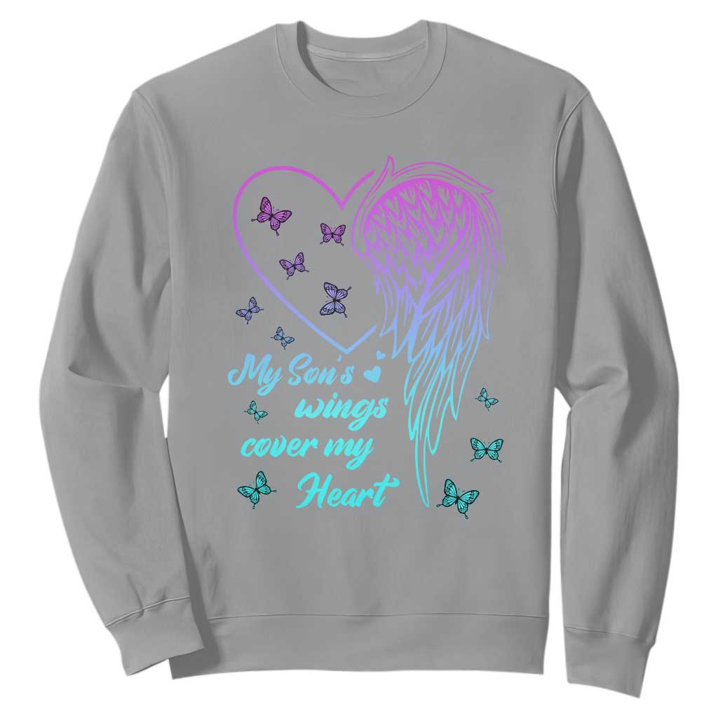 Suicide Prevention Support Sweatshirt My Son's Wings Cover My Heart Butterfly
