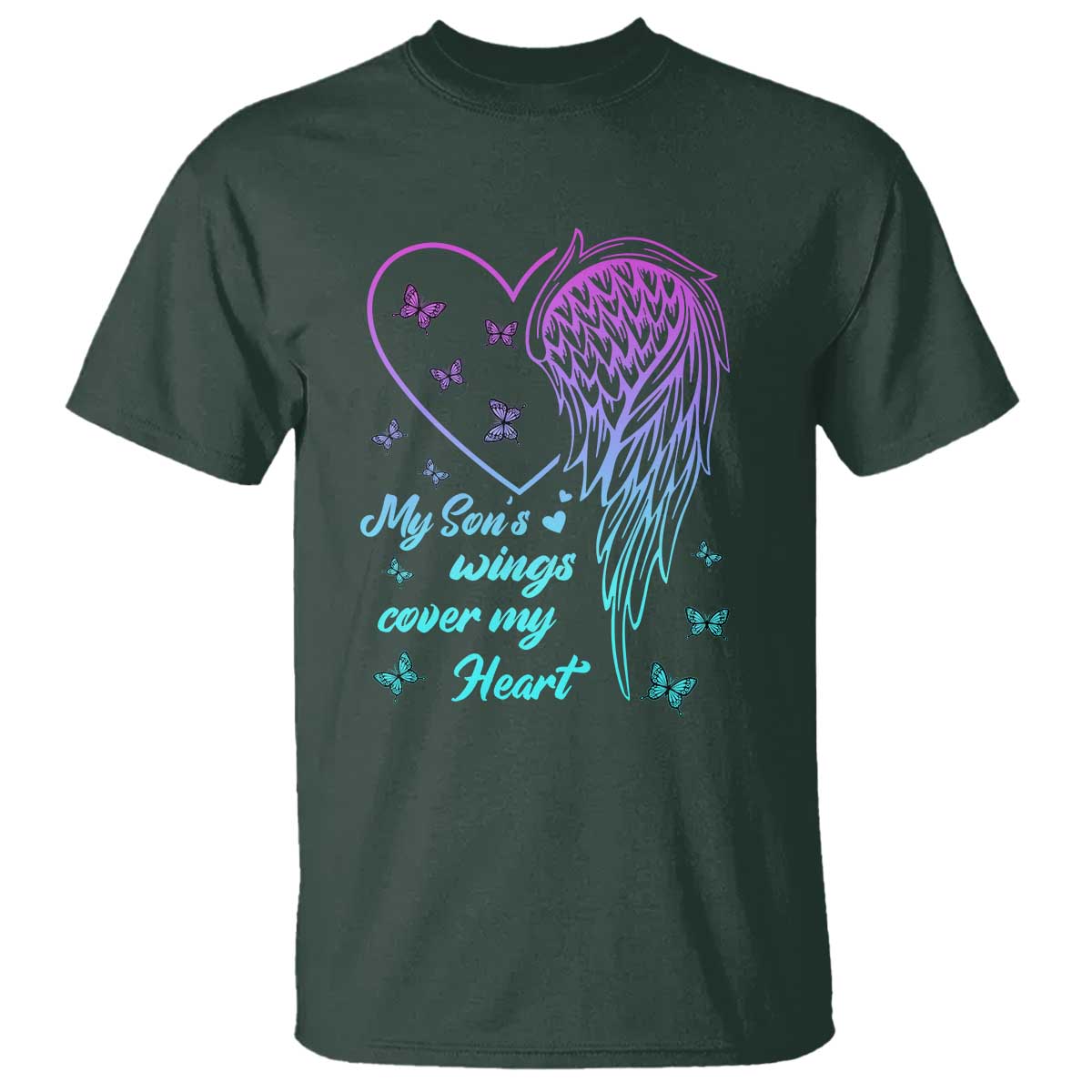 Suicide Prevention Support T Shirt My Son's Wings Cover My Heart Butterfly