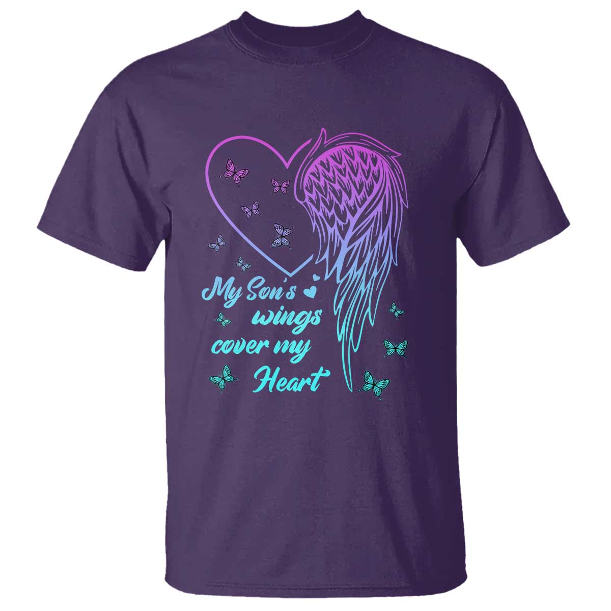 Suicide Prevention Support T Shirt My Son's Wings Cover My Heart Butterfly