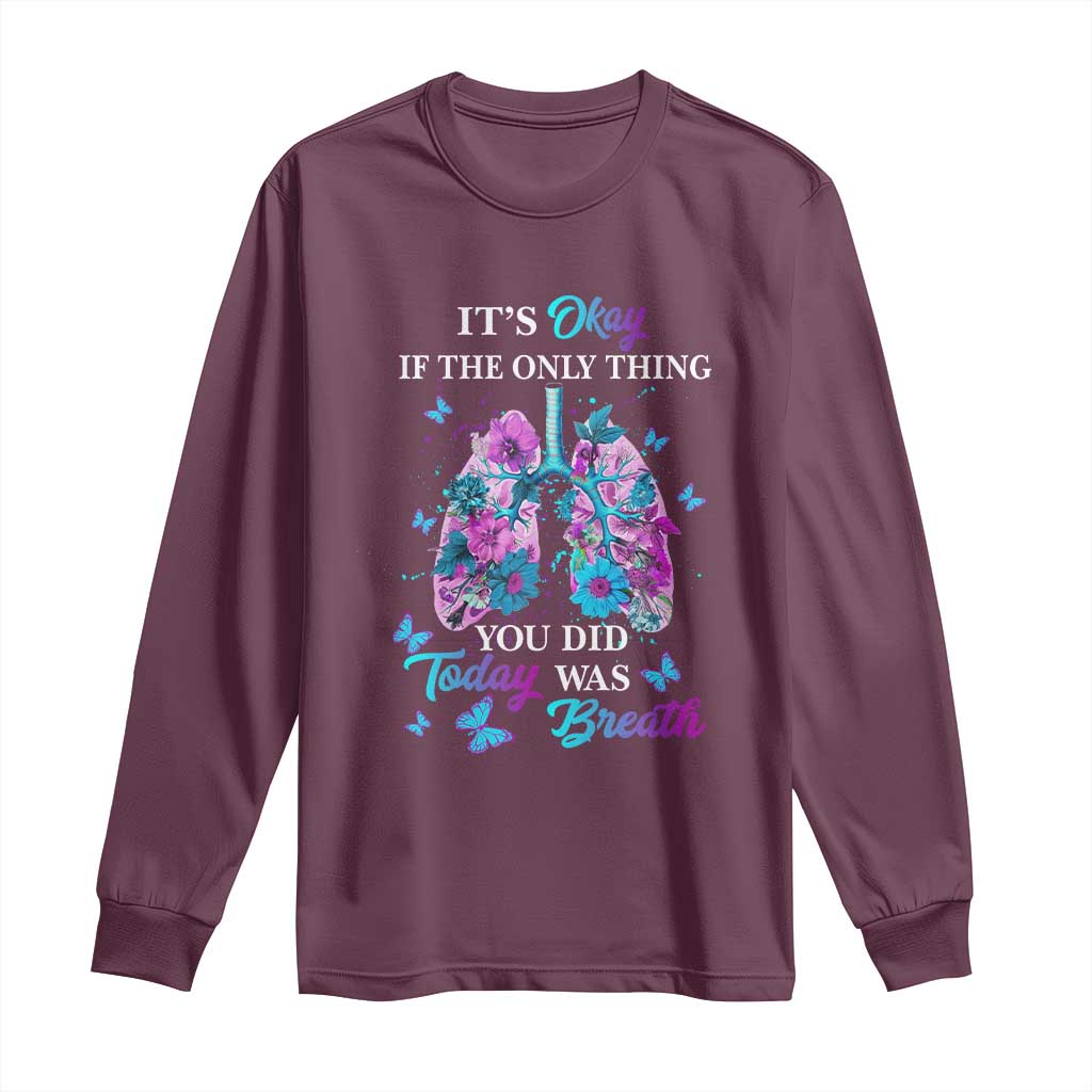 Suicide Prevention Support Long Sleeve Shirt Inspirational Breathe Today Semicolon Flower Butterfly
