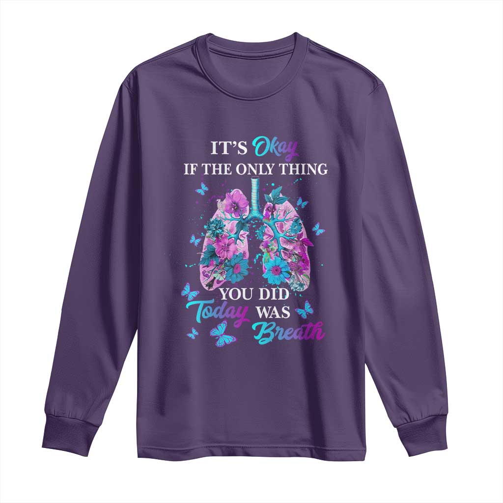 Suicide Prevention Support Long Sleeve Shirt Inspirational Breathe Today Semicolon Flower Butterfly