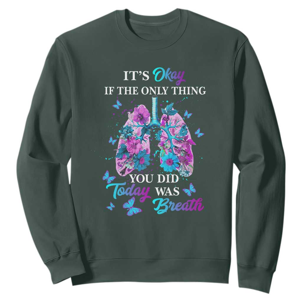 Suicide Prevention Support Sweatshirt Inspirational Breathe Today Semicolon Flower Butterfly