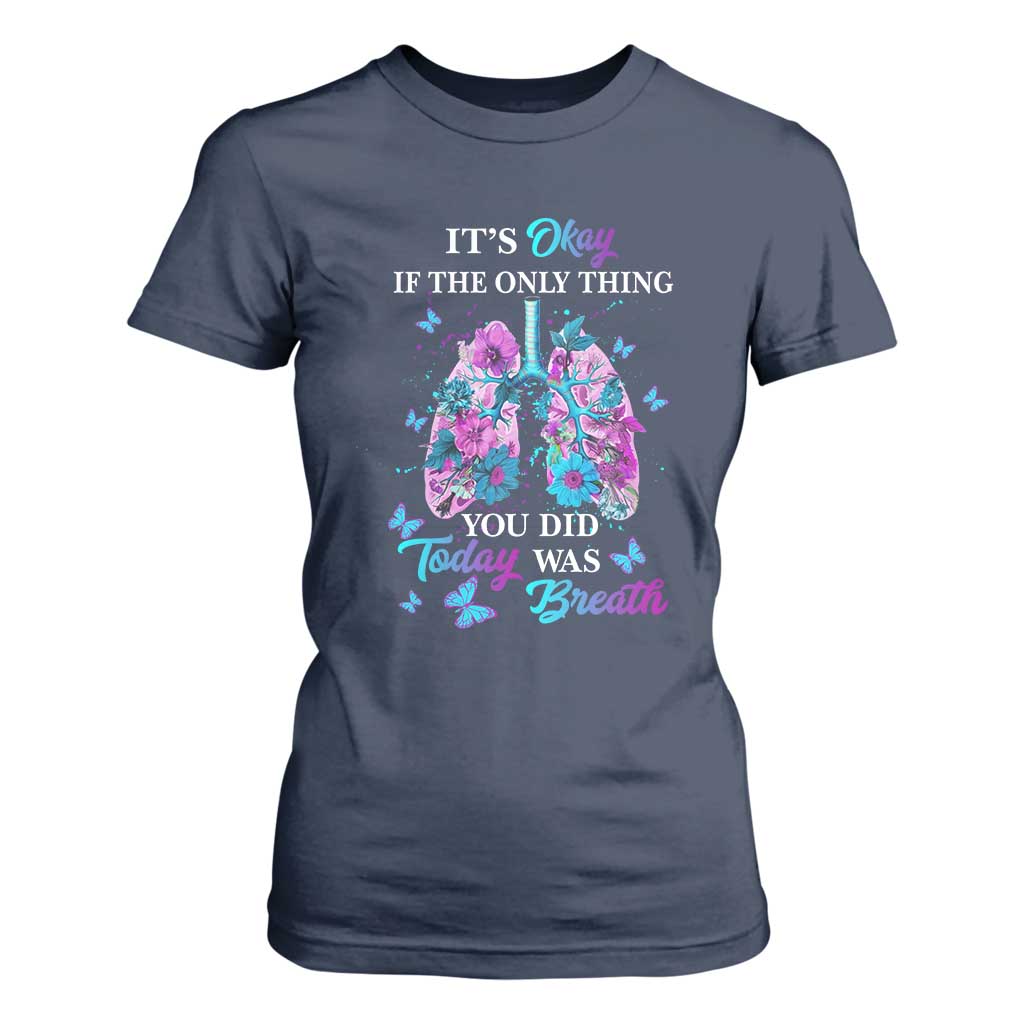 Suicide Prevention Support T Shirt For Women Inspirational Breathe Today Semicolon Flower Butterfly