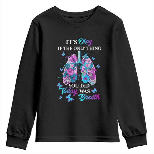 Suicide Prevention Support Youth Sweatshirt Inspirational Breathe Today Semicolon Flower Butterfly
