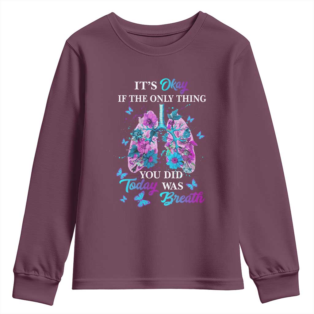 Suicide Prevention Support Youth Sweatshirt Inspirational Breathe Today Semicolon Flower Butterfly