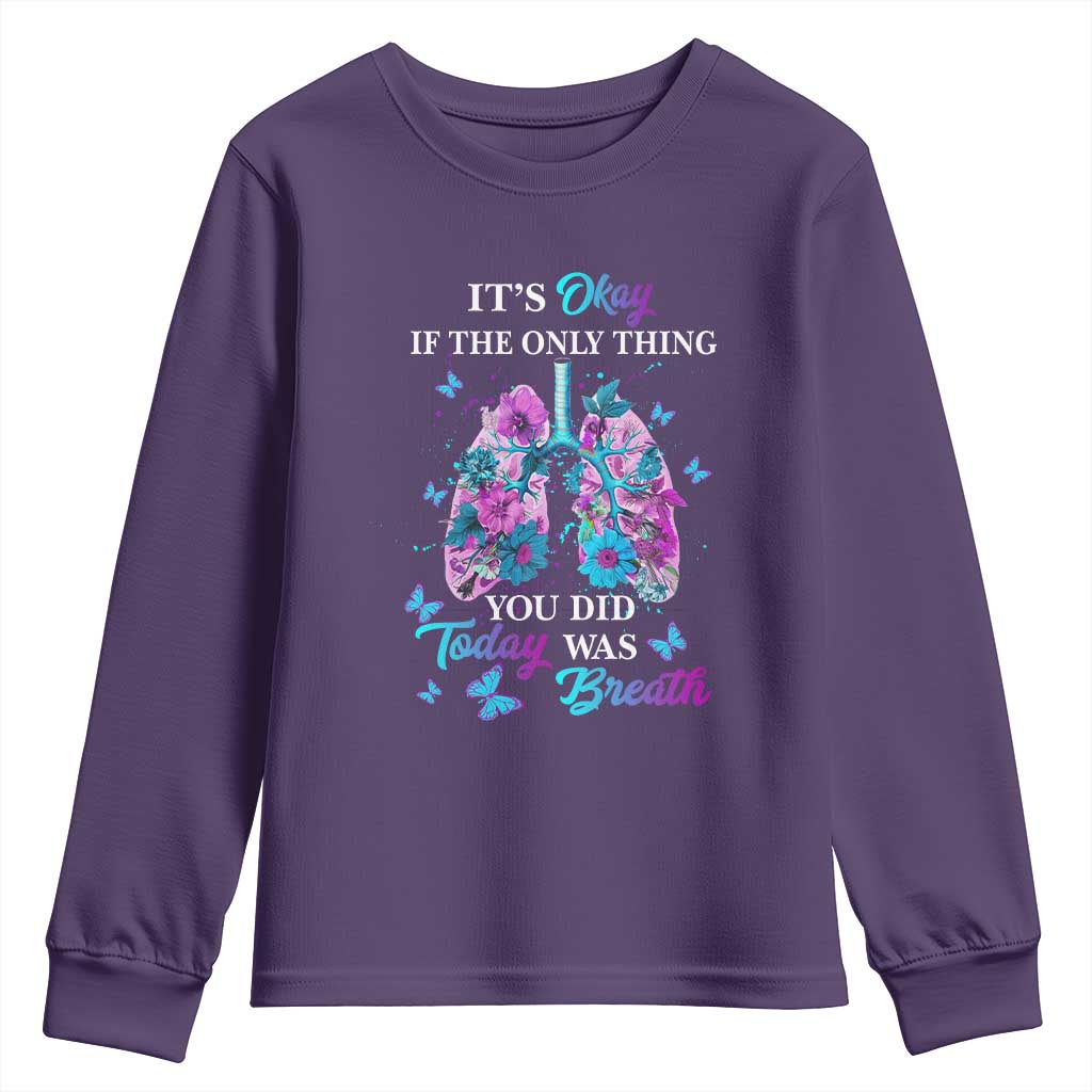Suicide Prevention Support Youth Sweatshirt Inspirational Breathe Today Semicolon Flower Butterfly