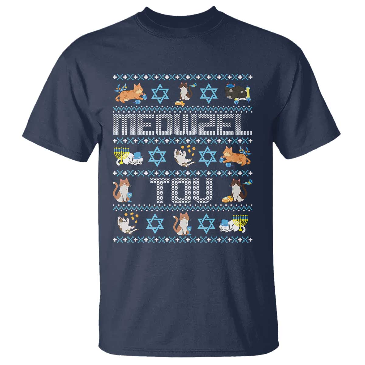 funny-hanukkah-cats-t-shirt-meowzel-tov-chanukah-menorah-david-stars