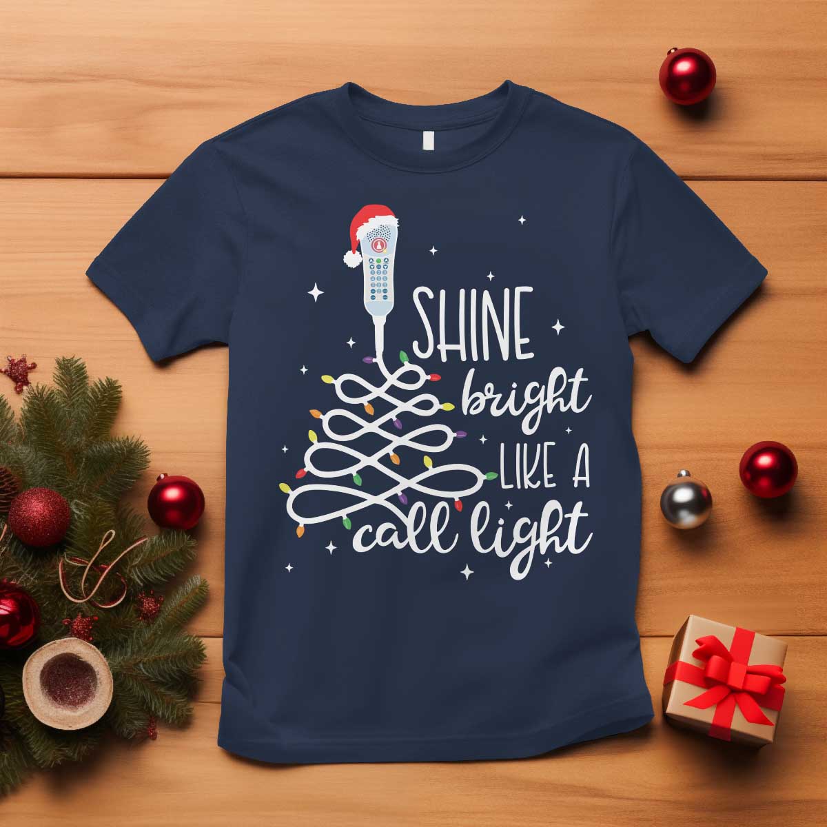 funny-christmas-nurse-t-shirt-shine-bright-like-a-call-light-led-lights