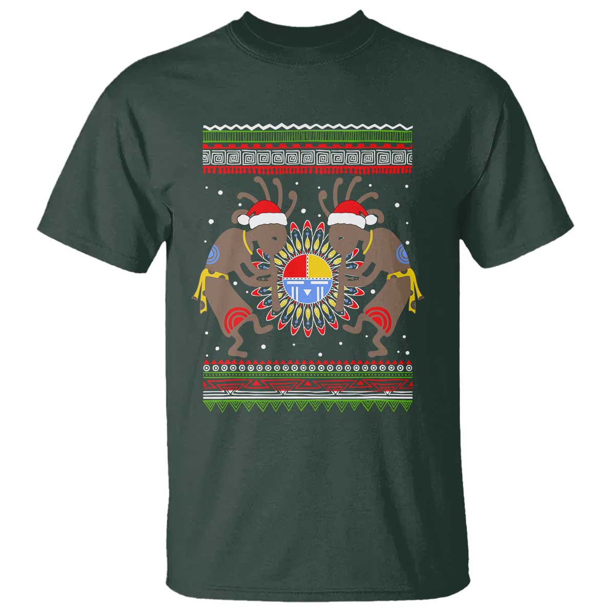 funny-christmas-native-american-t-shirt-santa-kokopeli-medicine-wheel