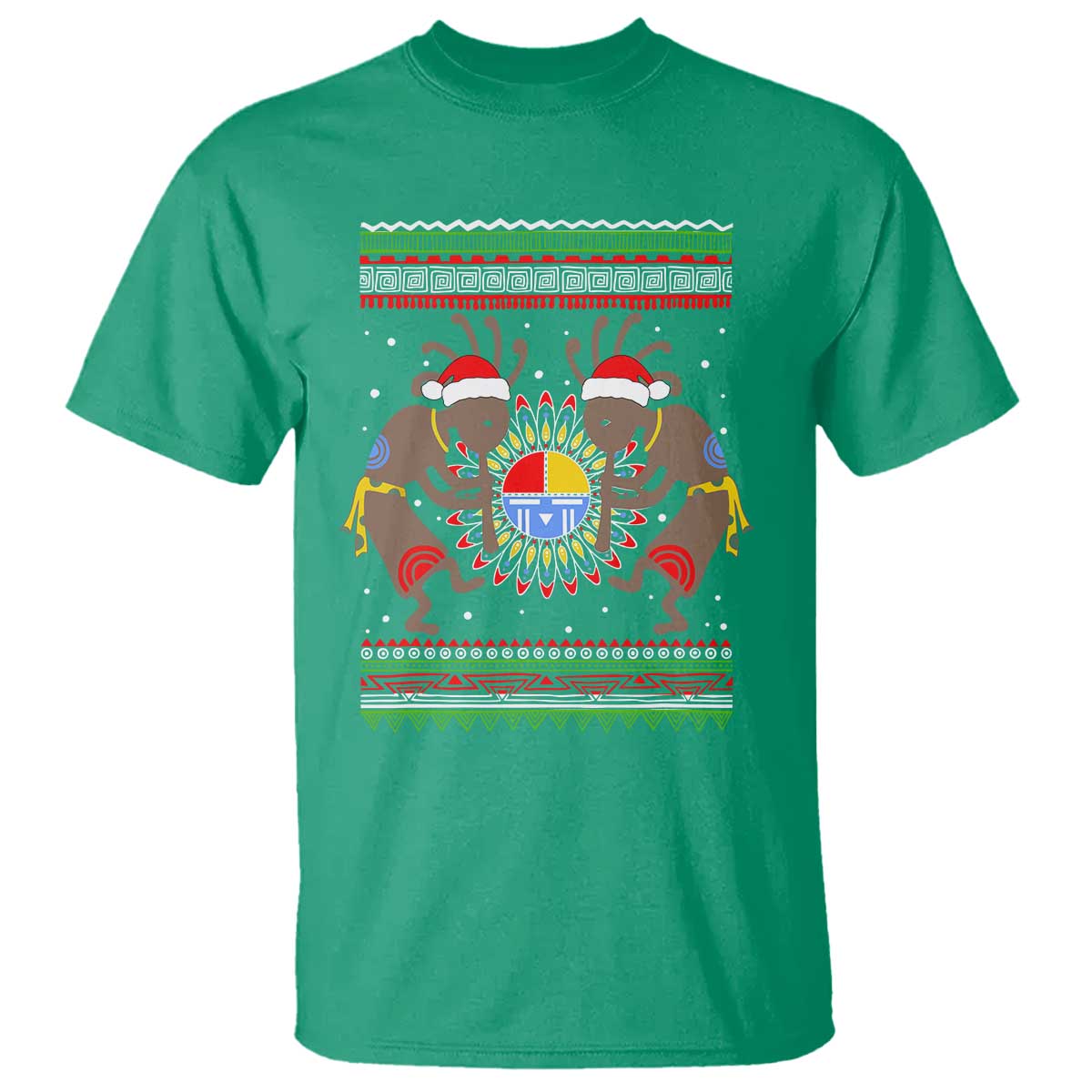 funny-christmas-native-american-t-shirt-santa-kokopeli-medicine-wheel