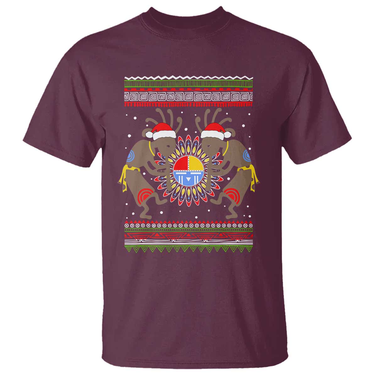 funny-christmas-native-american-t-shirt-santa-kokopeli-medicine-wheel