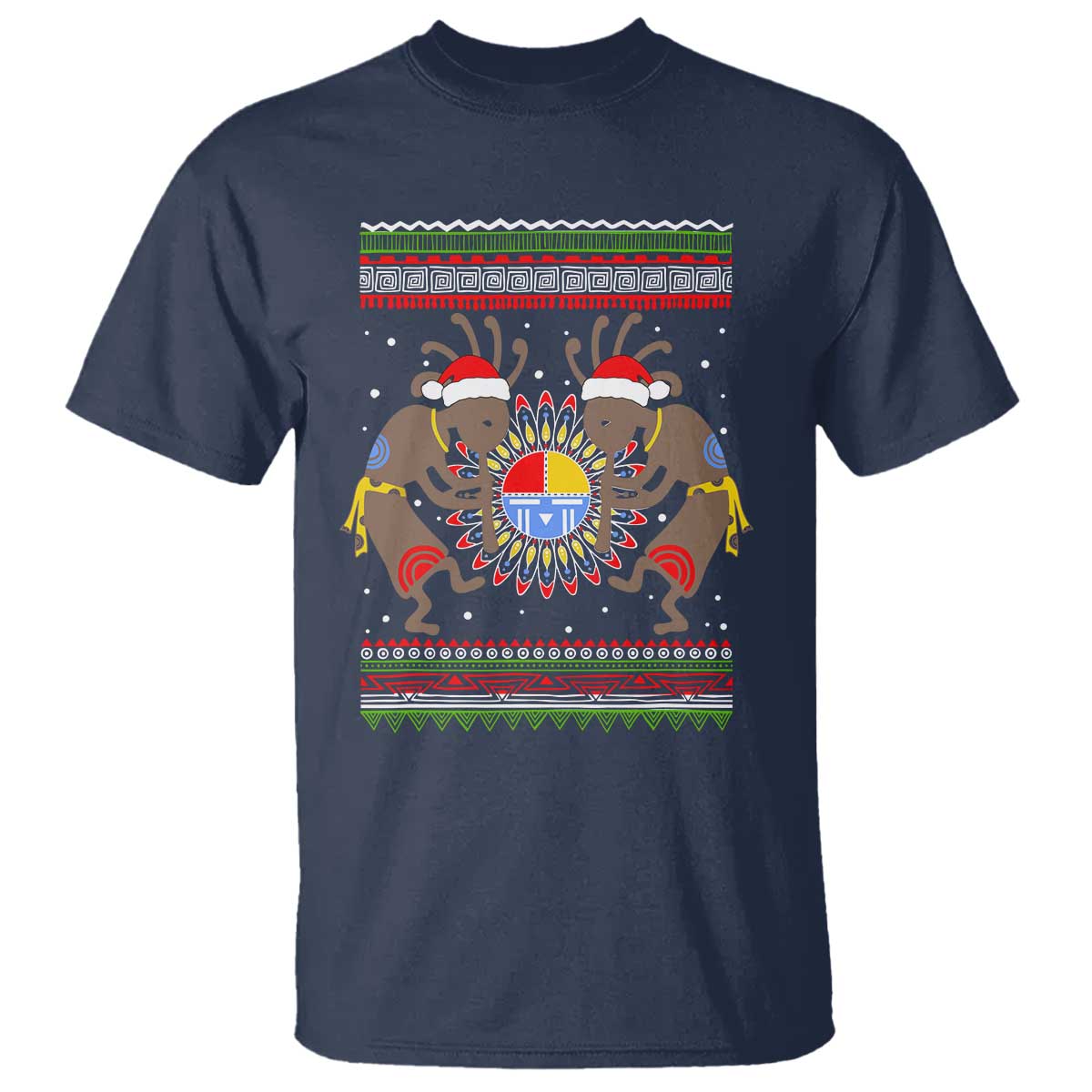 funny-christmas-native-american-t-shirt-santa-kokopeli-medicine-wheel