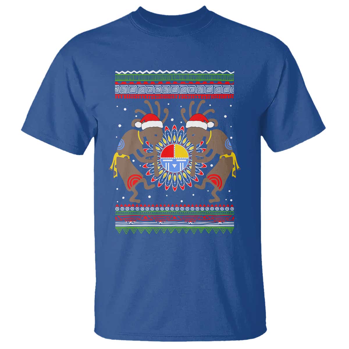 funny-christmas-native-american-t-shirt-santa-kokopeli-medicine-wheel