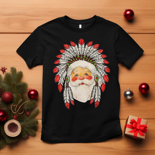 funny-christmas-native-american-indian-santa-war-bonnet-t-shirt