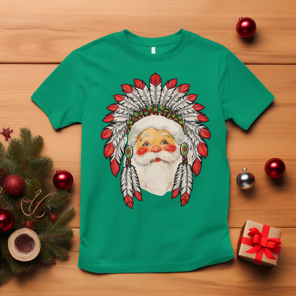 funny-christmas-native-american-indian-santa-war-bonnet-t-shirt