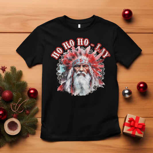 funny-christmas-native-american-t-shirt-ho-ho-lay-war-bonnet-santa-indian-tribes