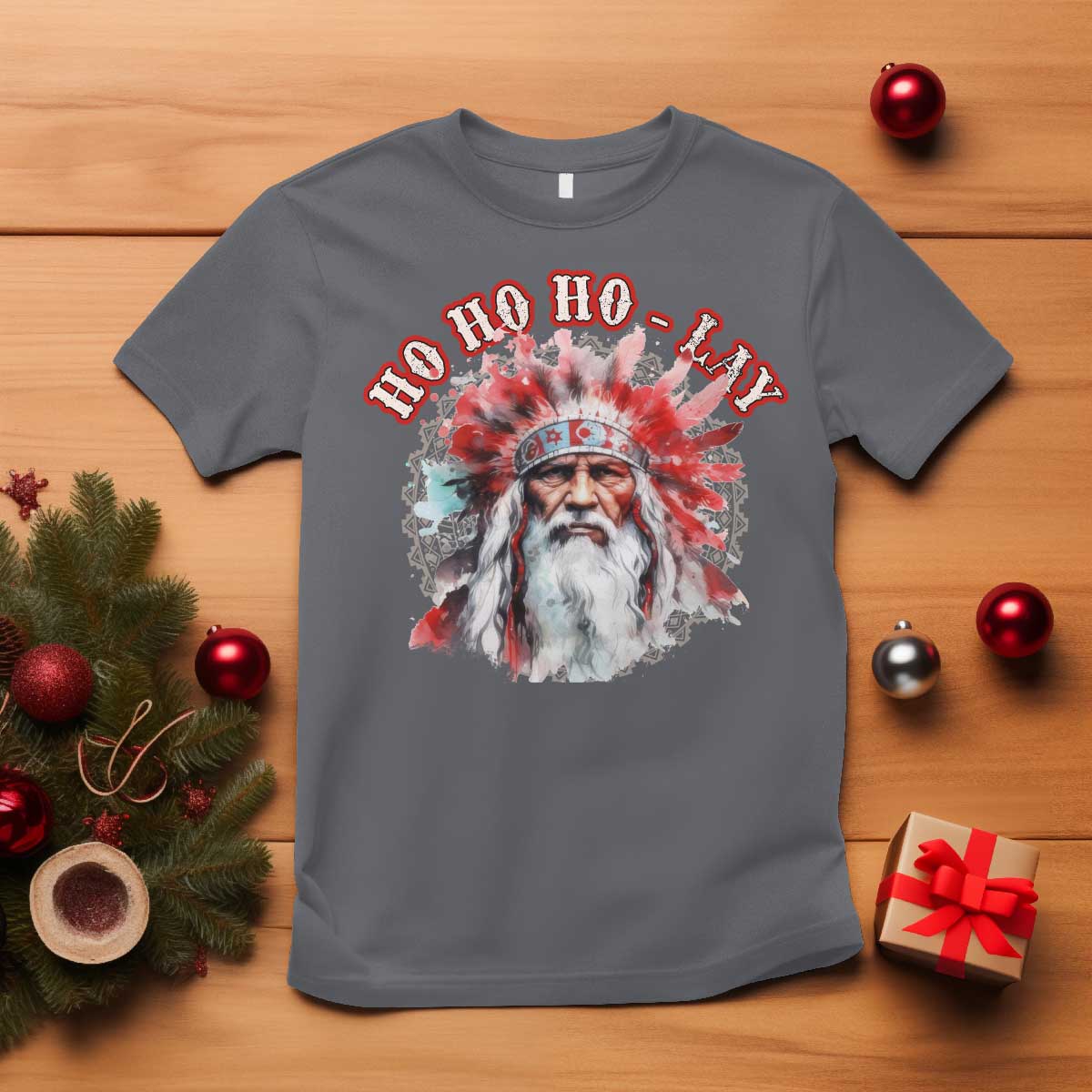 funny-christmas-native-american-t-shirt-ho-ho-lay-war-bonnet-santa-indian-tribes
