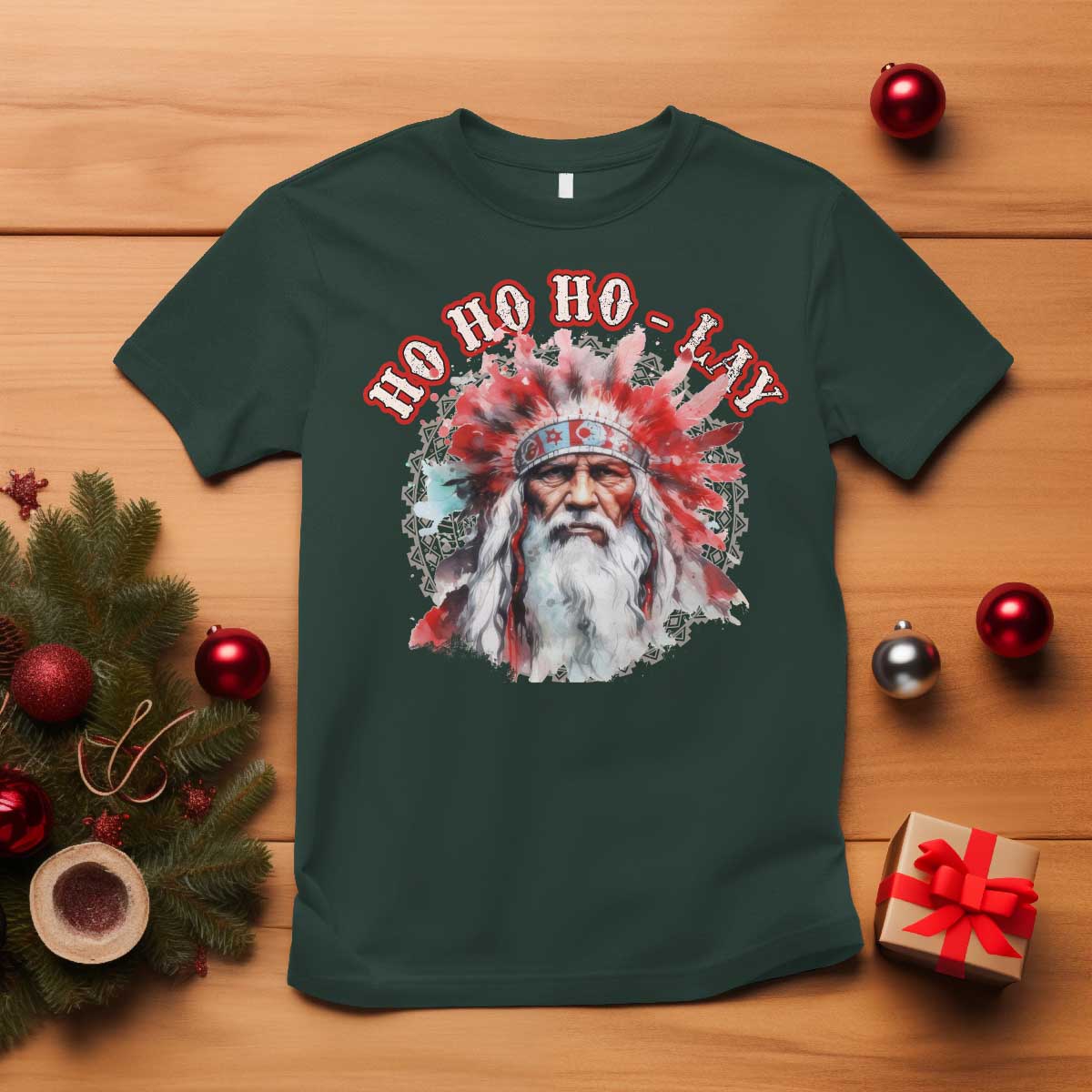 funny-christmas-native-american-t-shirt-ho-ho-lay-war-bonnet-santa-indian-tribes