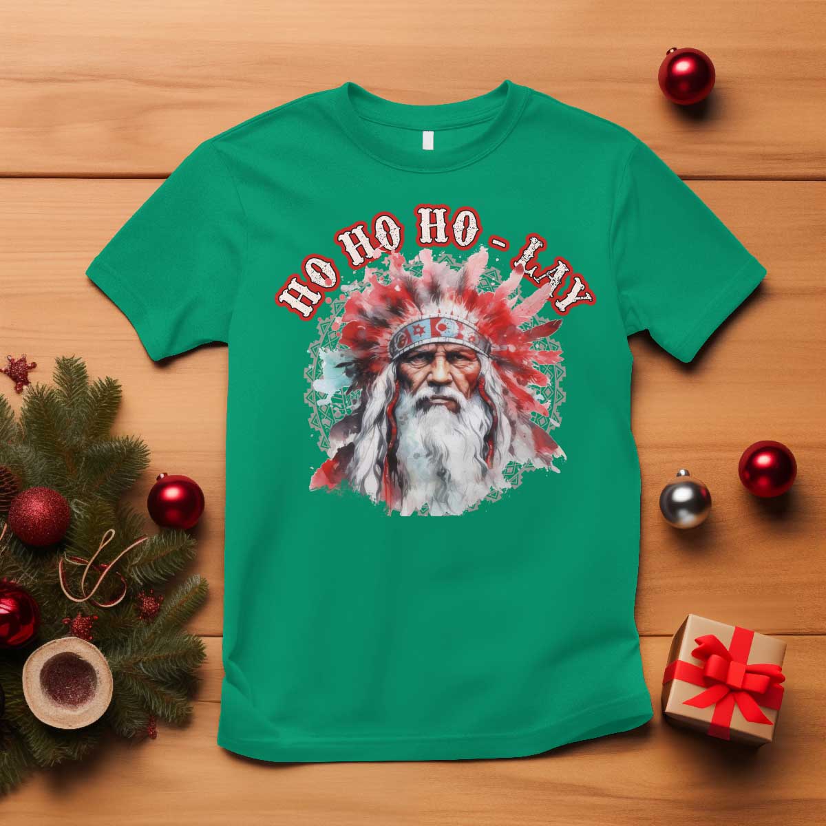 funny-christmas-native-american-t-shirt-ho-ho-lay-war-bonnet-santa-indian-tribes