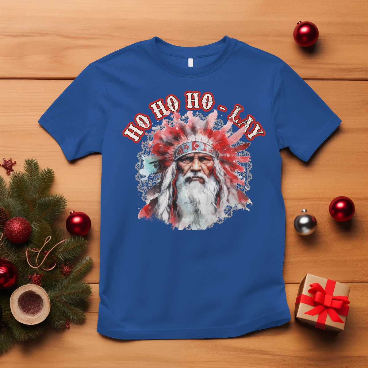 funny-christmas-native-american-t-shirt-ho-ho-lay-war-bonnet-santa-indian-tribes