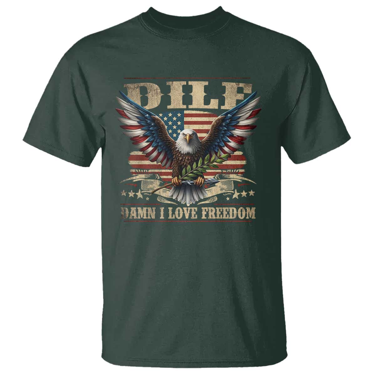 funny-4th-of-july-dilf-damn-i-love-freedom-t-shirt-bald-eagle-american-flag