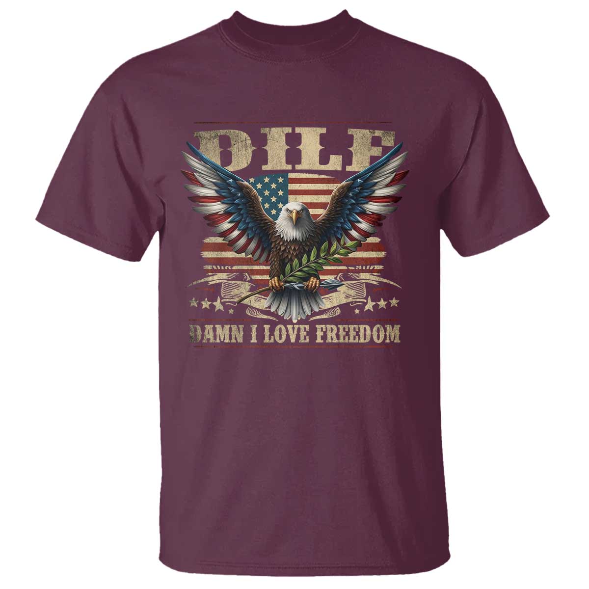 funny-4th-of-july-dilf-damn-i-love-freedom-t-shirt-bald-eagle-american-flag