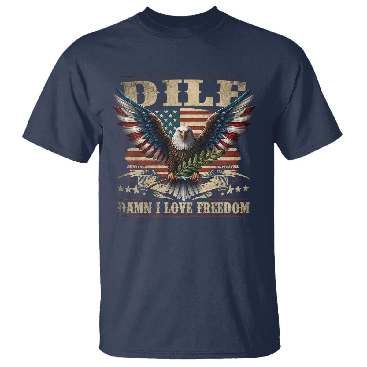 funny-4th-of-july-dilf-damn-i-love-freedom-t-shirt-bald-eagle-american-flag
