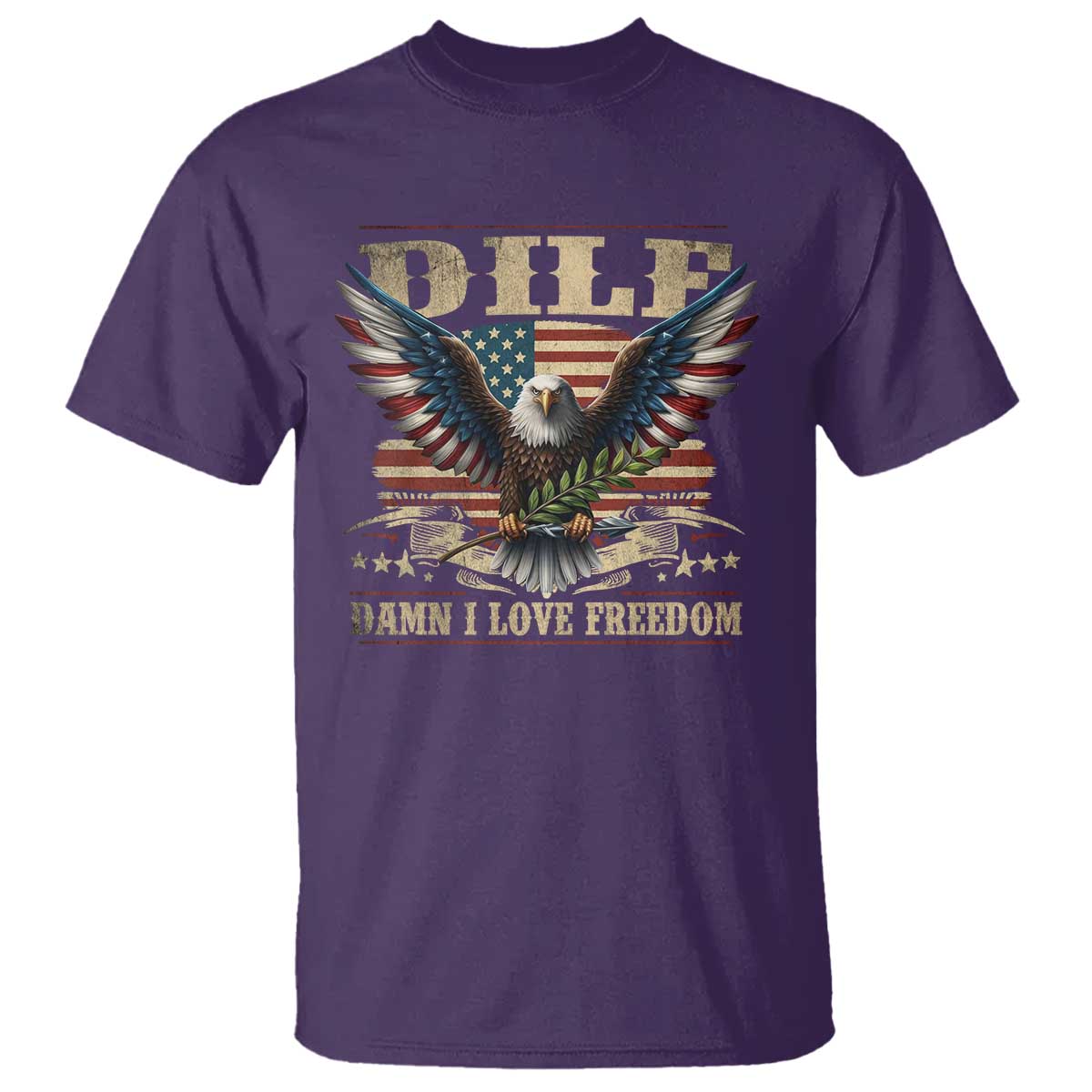 funny-4th-of-july-dilf-damn-i-love-freedom-t-shirt-bald-eagle-american-flag