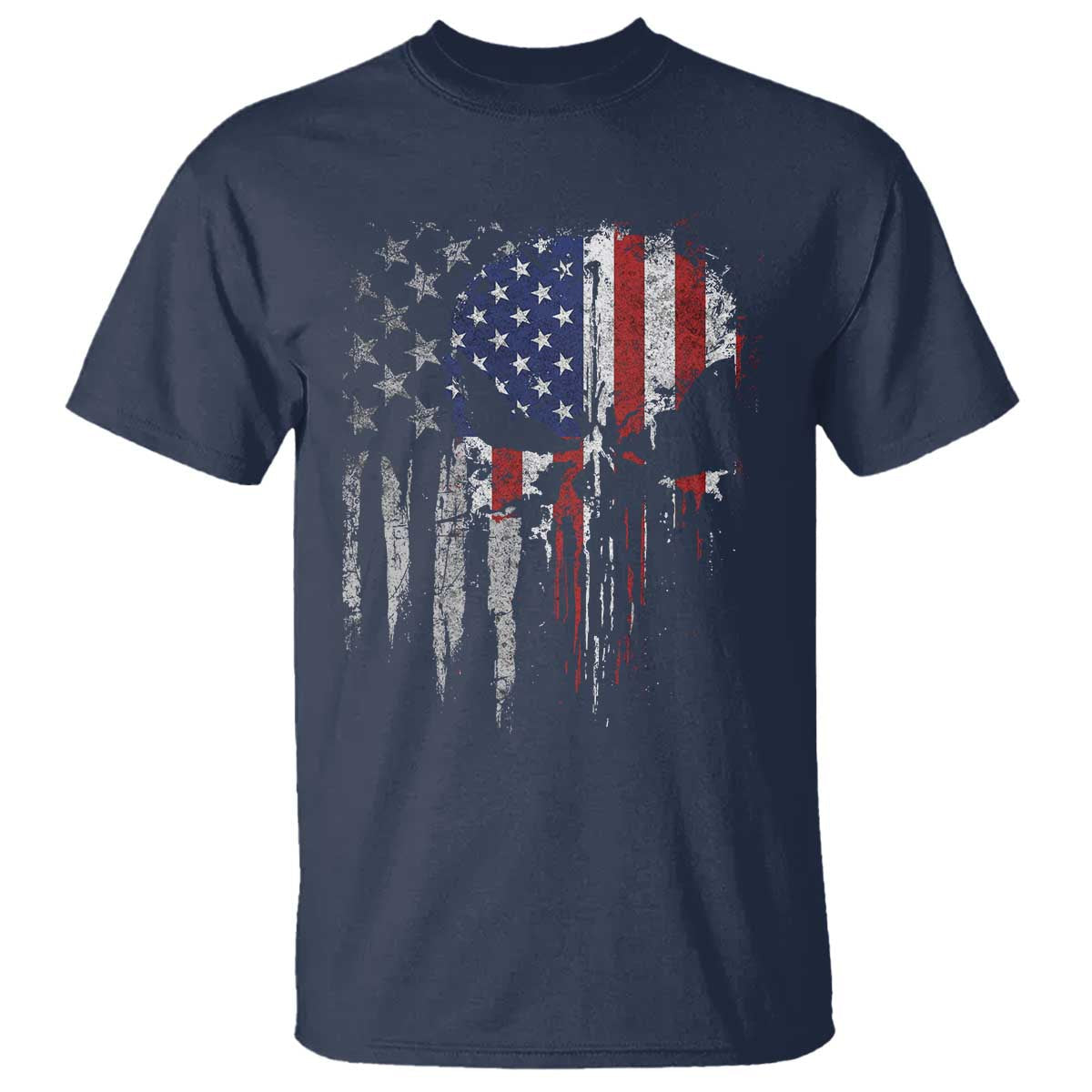 funny-4th-of-july-vintage-american-flag-skull-skeleton-t-shirt