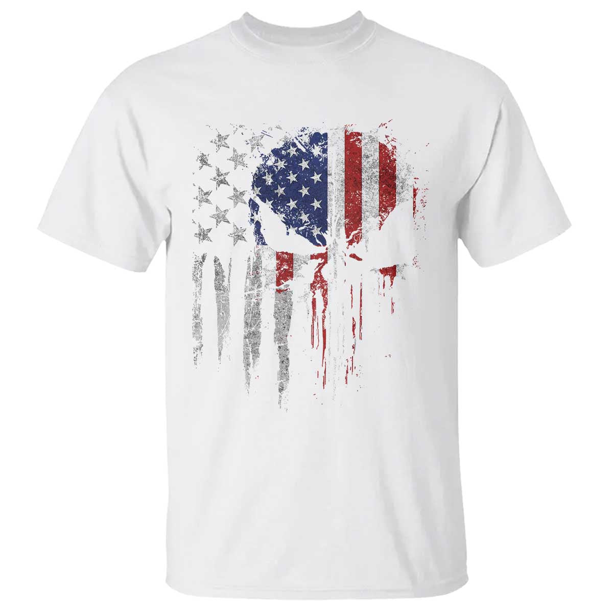 funny-4th-of-july-vintage-american-flag-skull-skeleton-t-shirt