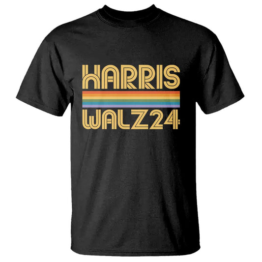 harris-walz24-t-shirt-retro-rainbow-stripes-lgbt-flag-us-presidential-election-2024
