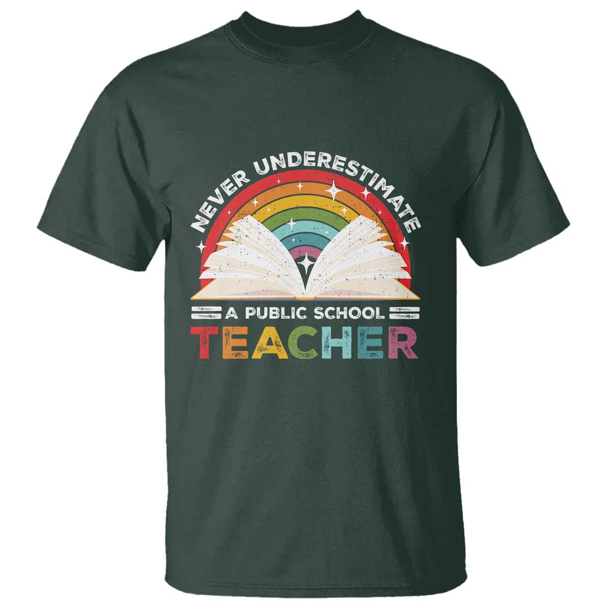 tim-walz-t-shirt-never-underestimate-a-public-school-teacher-rainbow-book