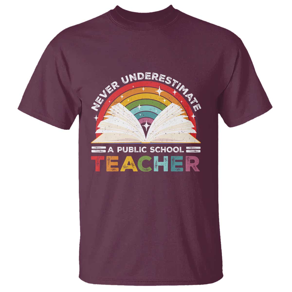 tim-walz-t-shirt-never-underestimate-a-public-school-teacher-rainbow-book