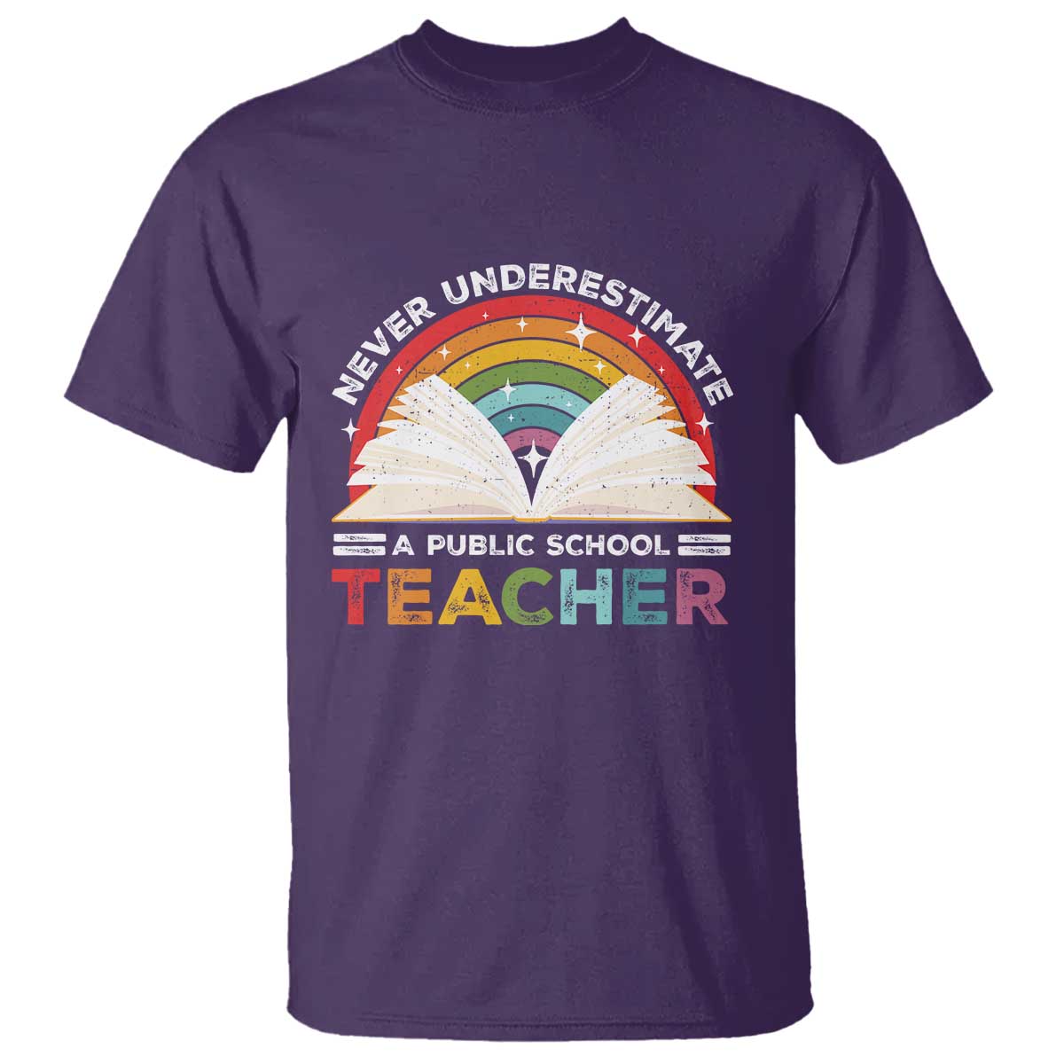 tim-walz-t-shirt-never-underestimate-a-public-school-teacher-rainbow-book