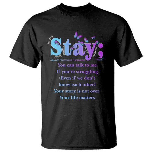 Inspirational Suicide Prevention T Shirt You’re Alive For A Reason Semicolon Support