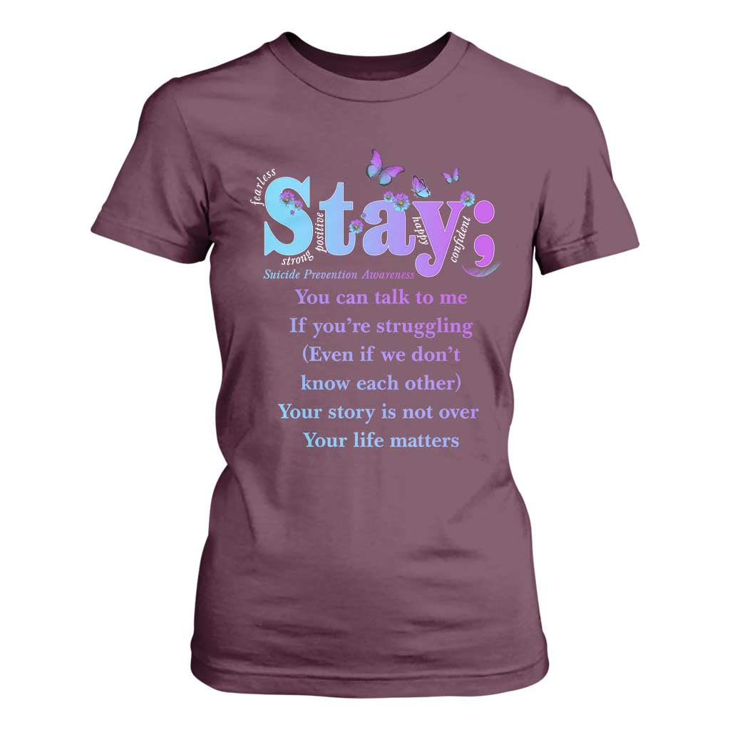 Inspirational Suicide Prevention T Shirt For Women You’re Alive For A Reason Semicolon Support