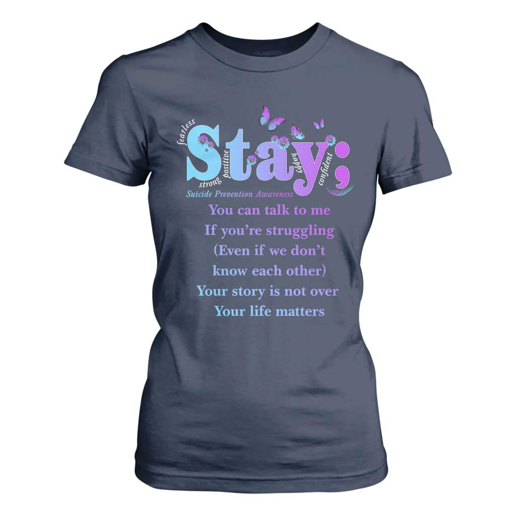 Inspirational Suicide Prevention T Shirt For Women You’re Alive For A Reason Semicolon Support